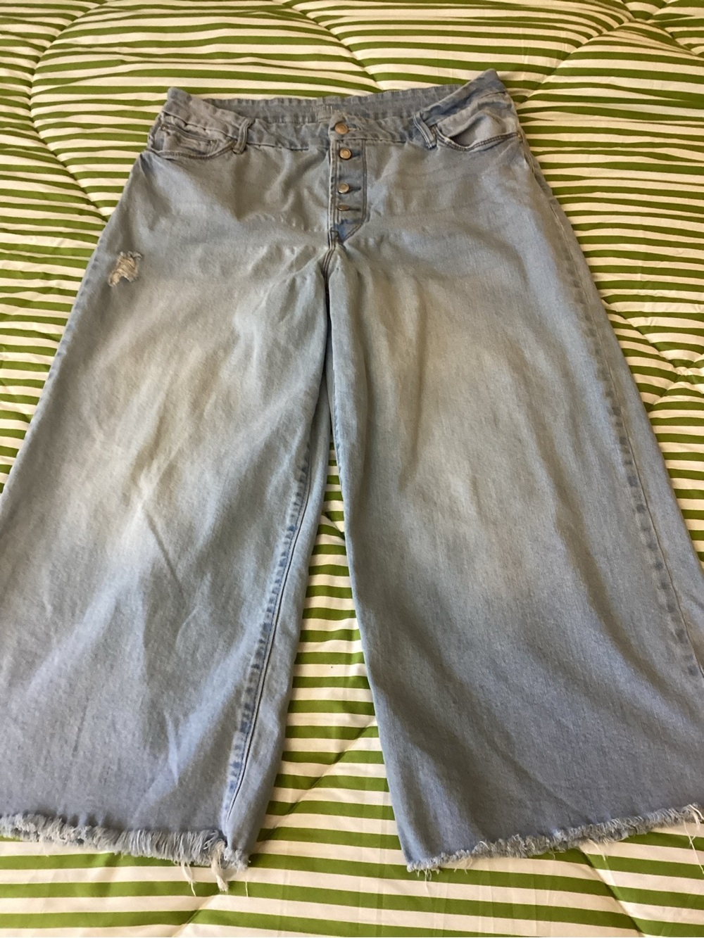Cropped Wide Leg High-Rise Women’s Jeans in Light Blue